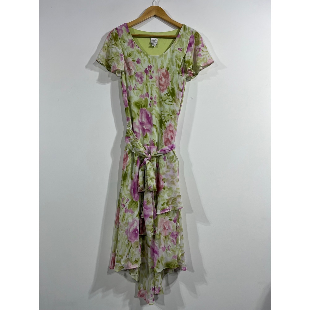 Emma James‎ VTG 90s Fairy Floral Midi Dress Womens 12 Formal Romantic Boho Event